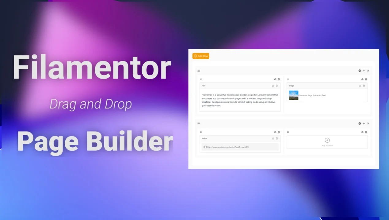Filamentor Page Builder plugin screenshot