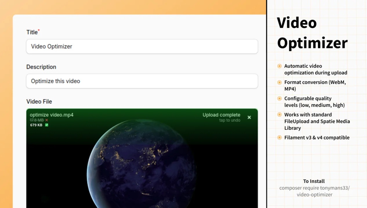 Video Optimizer plugin screenshot