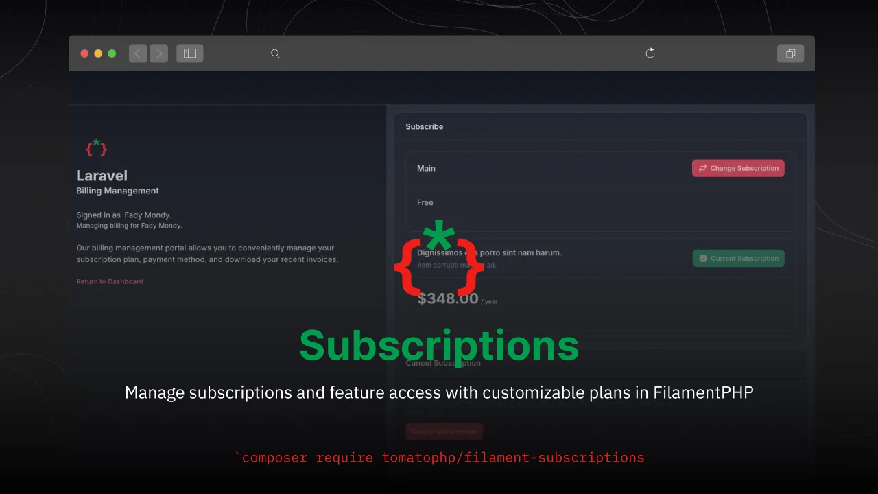 Subscriptions plugin screenshot