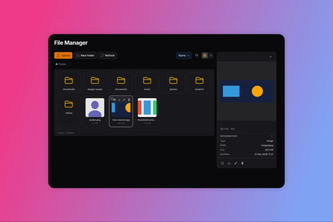 File Manager plugin screenshot