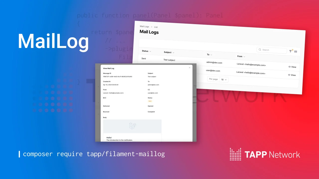 Mail Log plugin screenshot