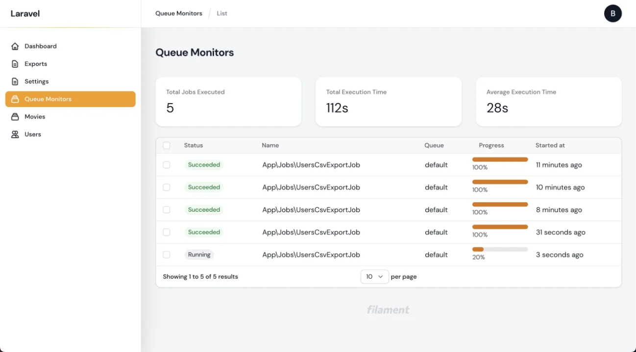 Jobs monitor plugin screenshot