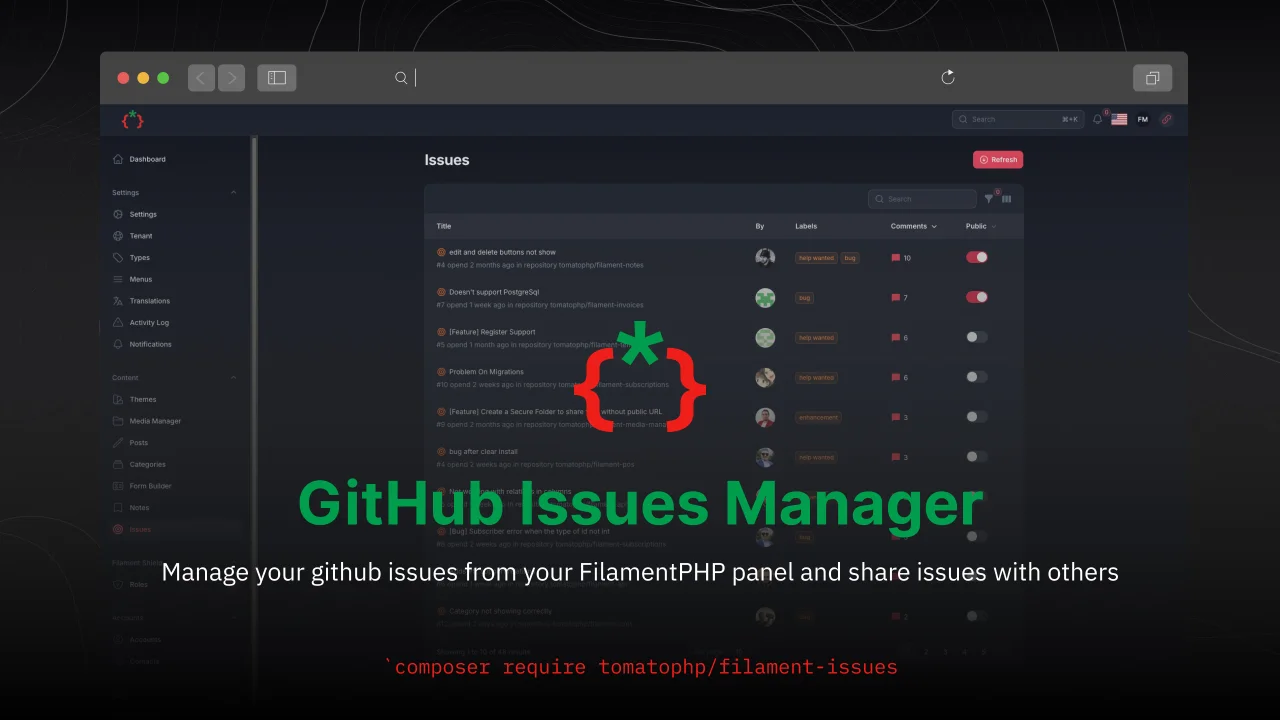 GitHub Issues Manager plugin screenshot