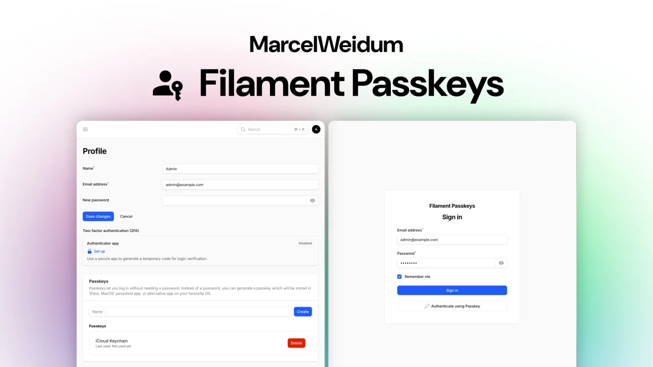 Passkeys plugin screenshot