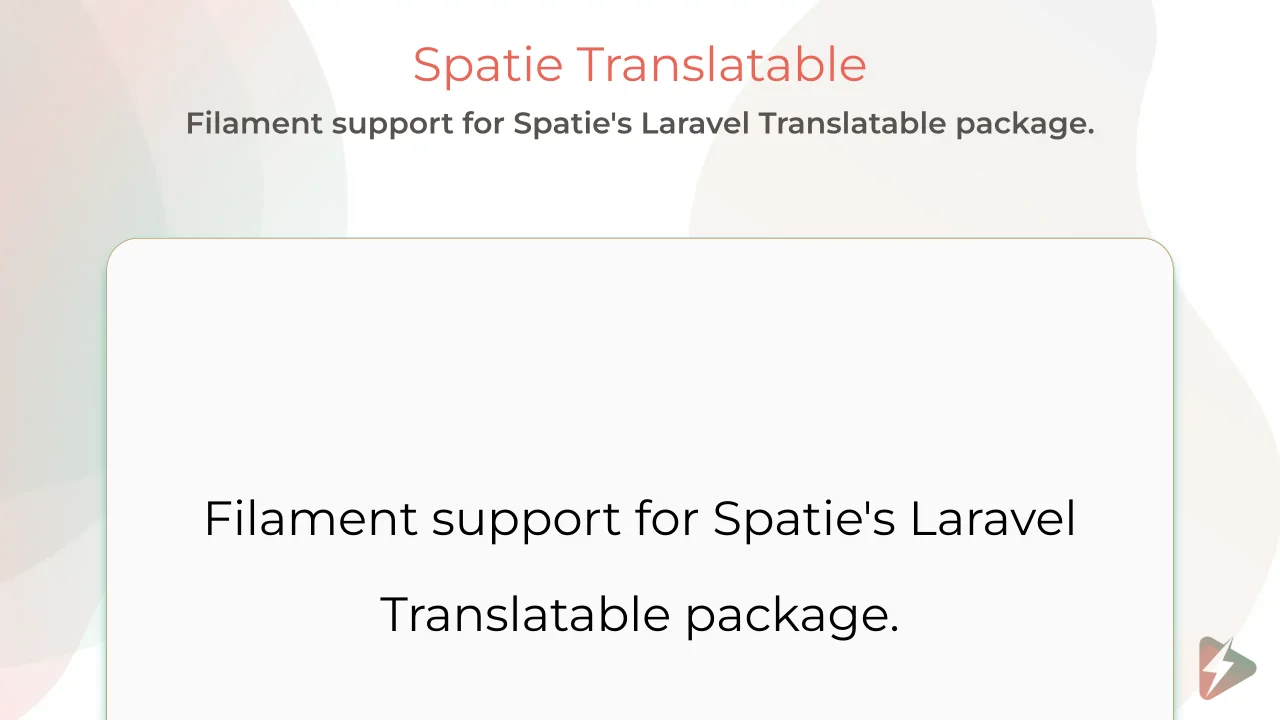 Spatie Translatable plugin screenshot