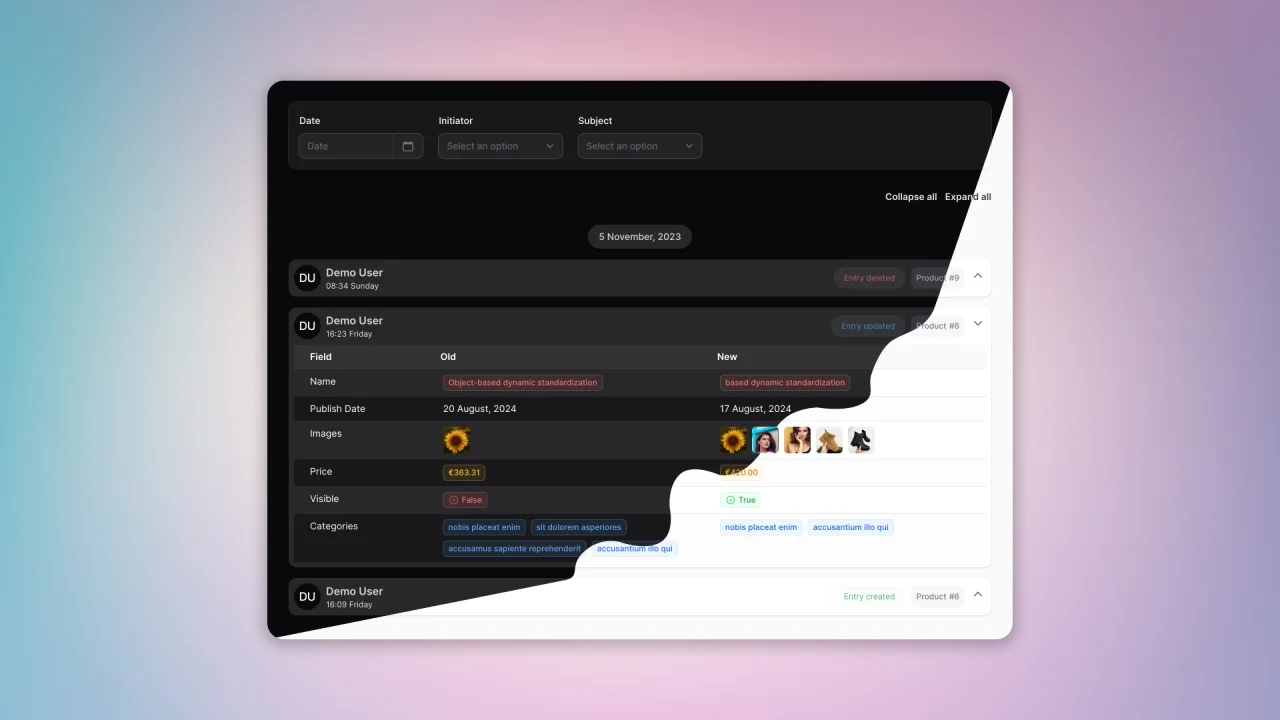 Activity Log plugin screenshot