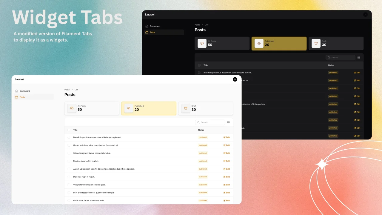 Widget Tabs plugin screenshot