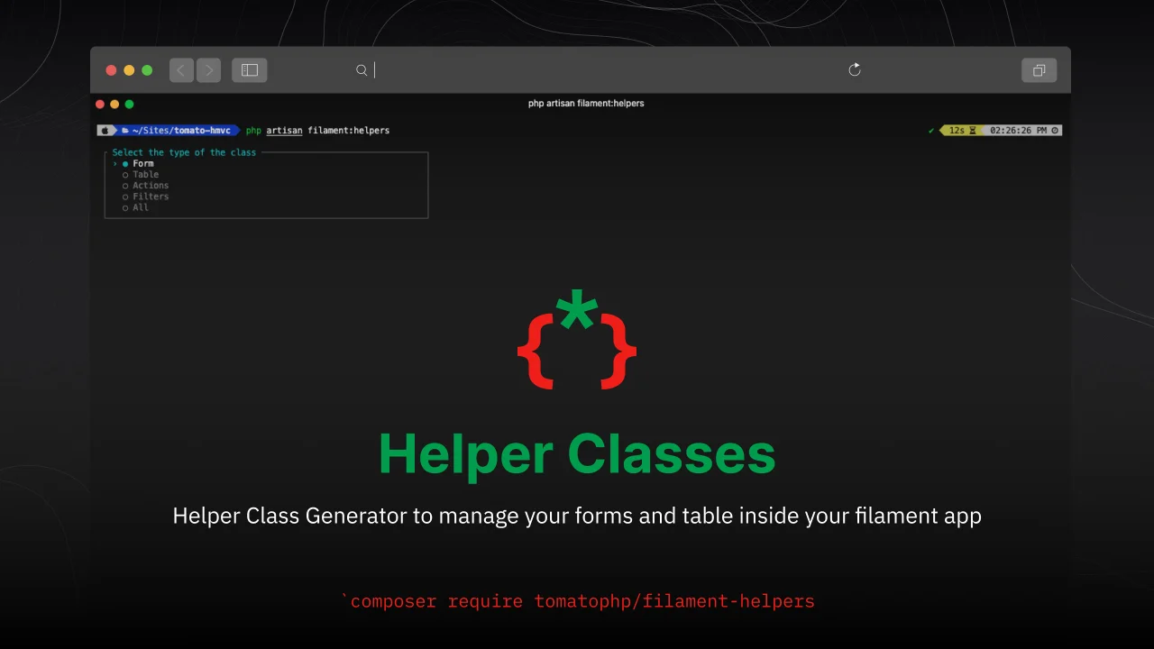 Helper Classes plugin screenshot