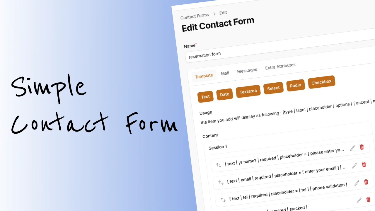 Simple Contact Form plugin screenshot