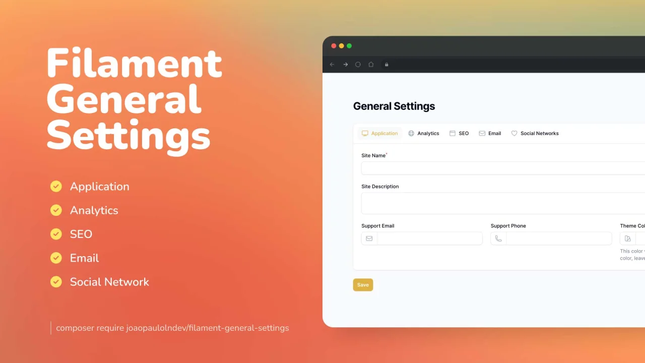 General Settings plugin screenshot