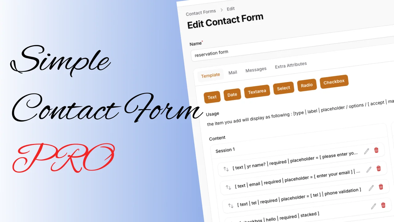 Simple Contact Form Pro plugin screenshot