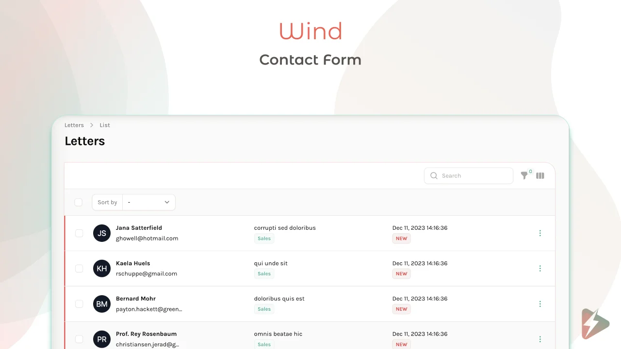 Wind ⚡️ Contact Us Form plugin screenshot