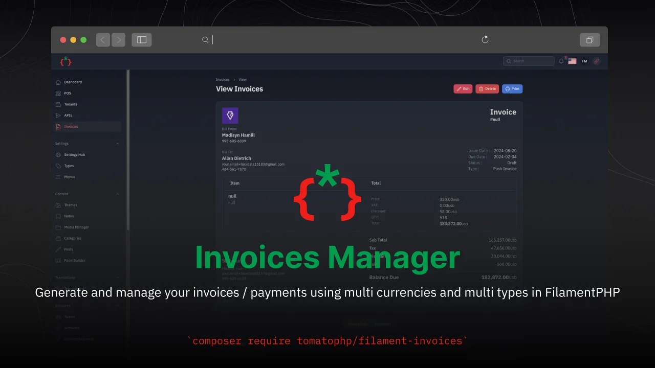 Invoices Manager plugin screenshot