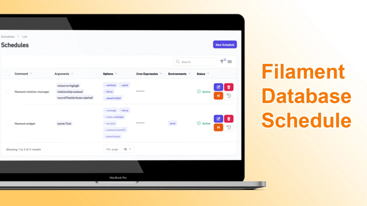 Database Schedule plugin screenshot