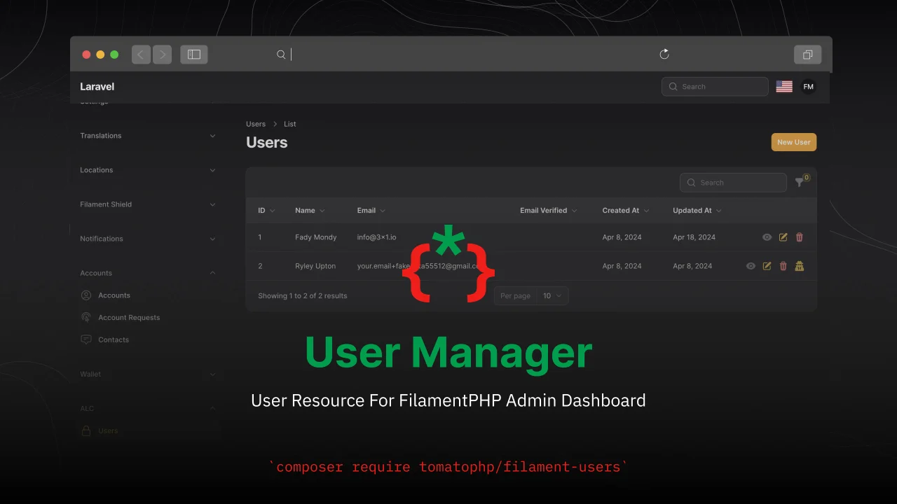 User Manager plugin screenshot