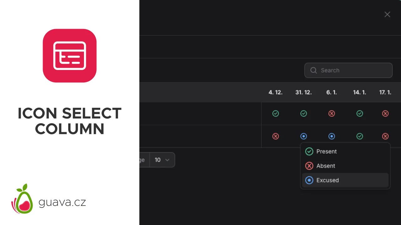 Icon Select Column plugin screenshot