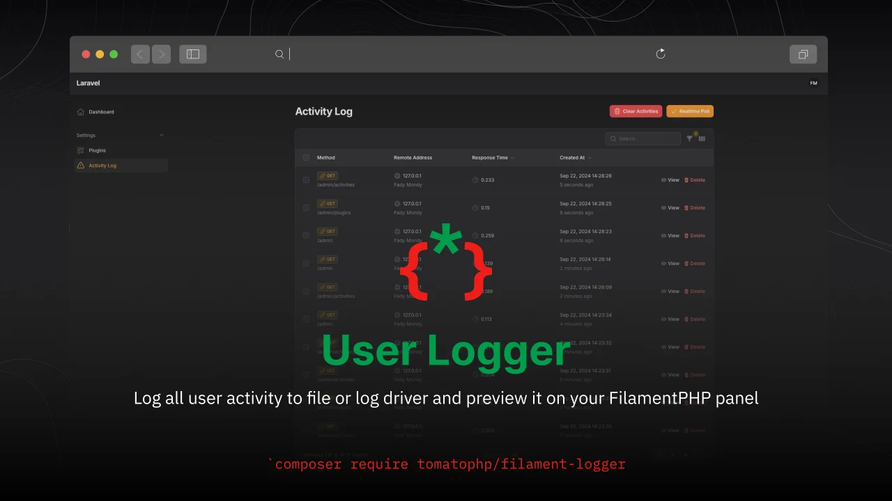 User Logger plugin screenshot