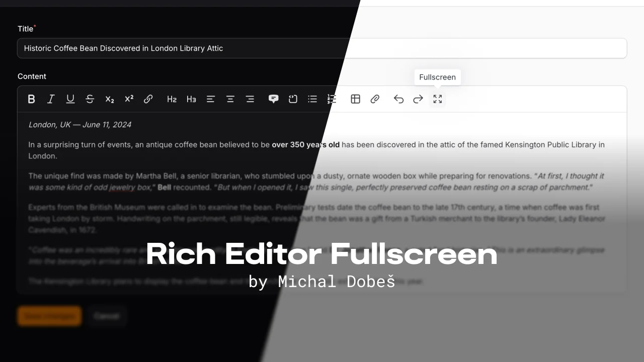 Rich Editor Fullscreen plugin screenshot