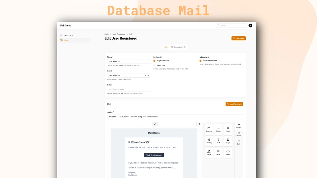 Database Mail plugin screenshot