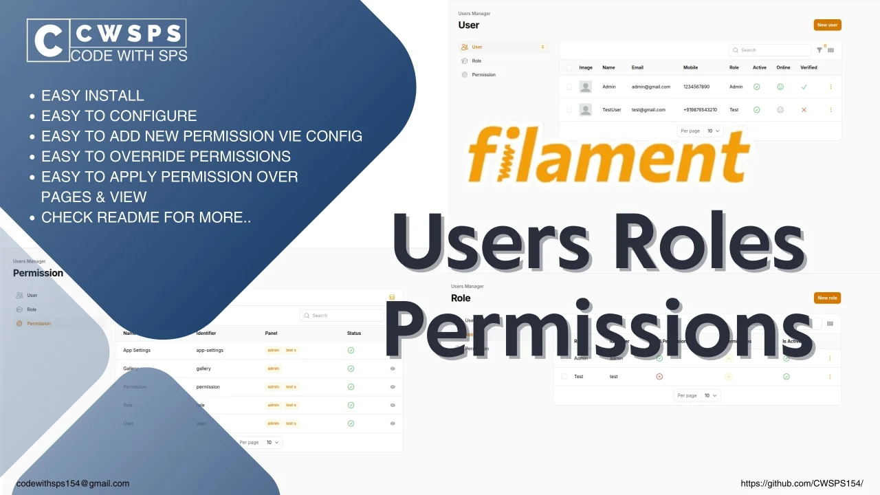 Users Roles Permissions plugin screenshot