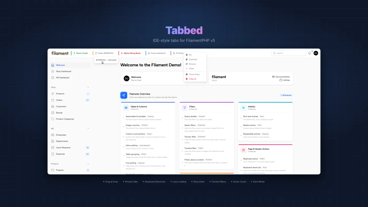 Tabbed plugin screenshot