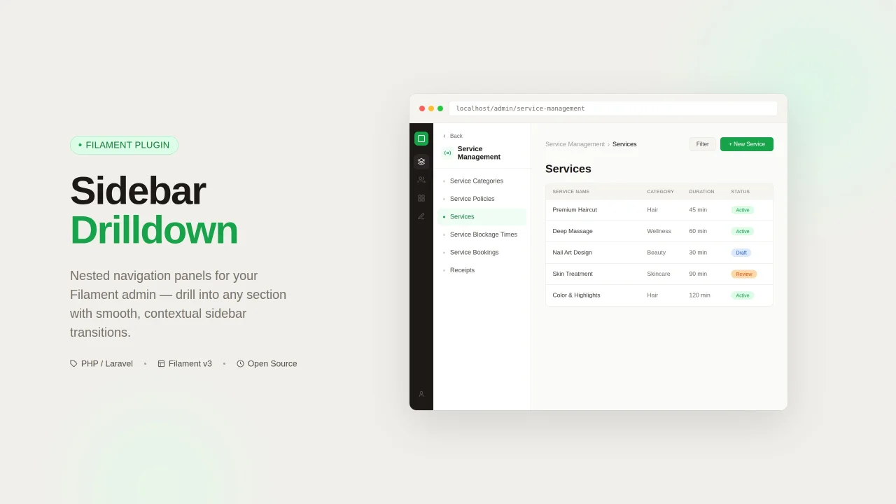 Drilldown sidebar plugin screenshot
