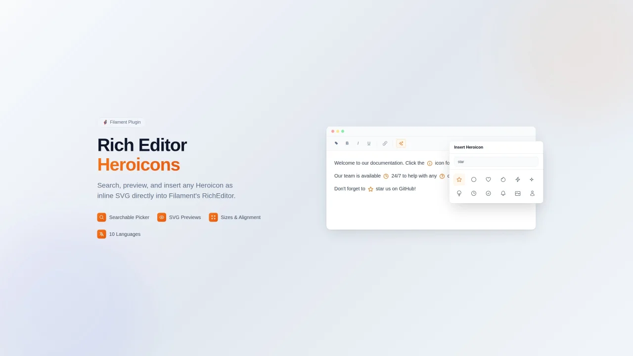 Rich Editor Heroicons plugin screenshot