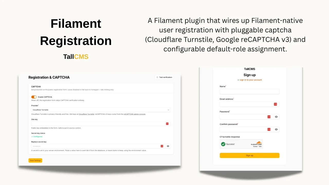 Registration Plugin plugin screenshot