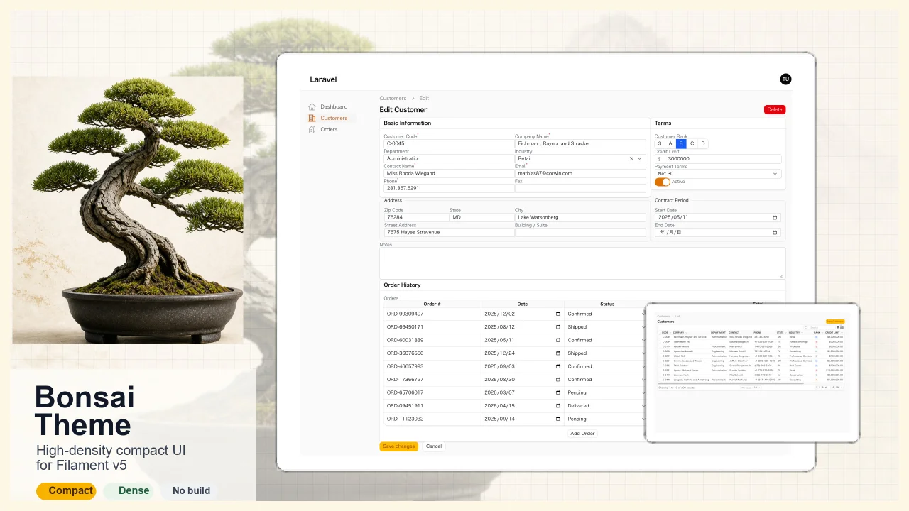 Bonsai Theme plugin screenshot