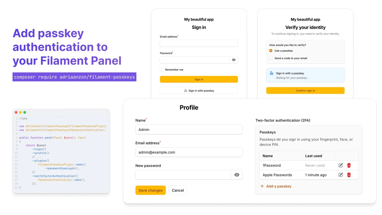 Passkeys plugin screenshot