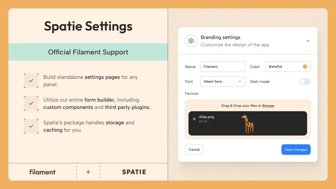 Spatie Settings plugin screenshot