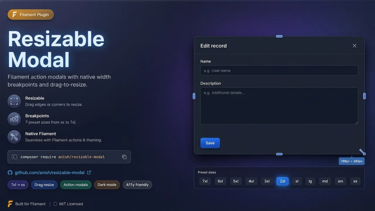 Resizable Modal plugin thumbnail