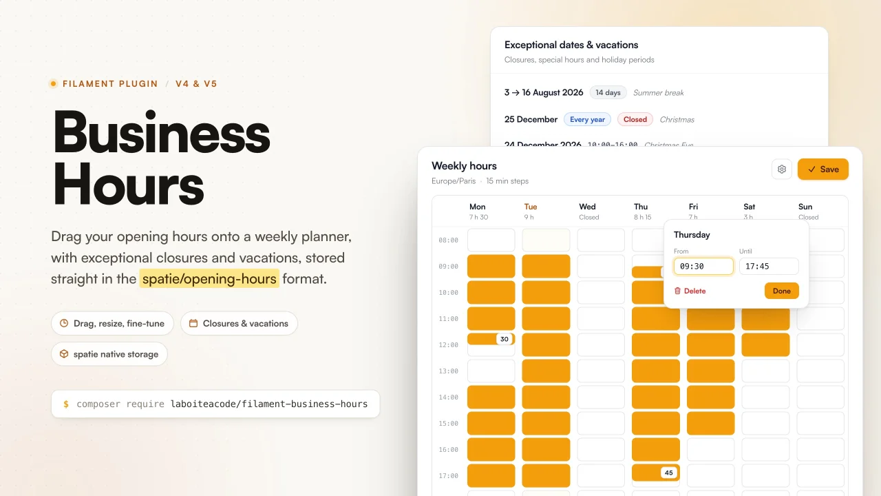 Business Hours plugin screenshot