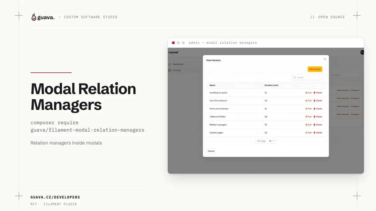 Modal Relation Managers plugin screenshot