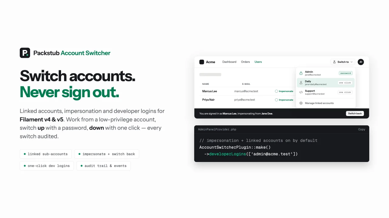 Account Switcher plugin screenshot