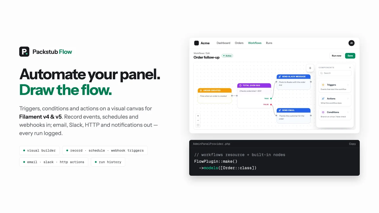 Packstub Flow plugin screenshot