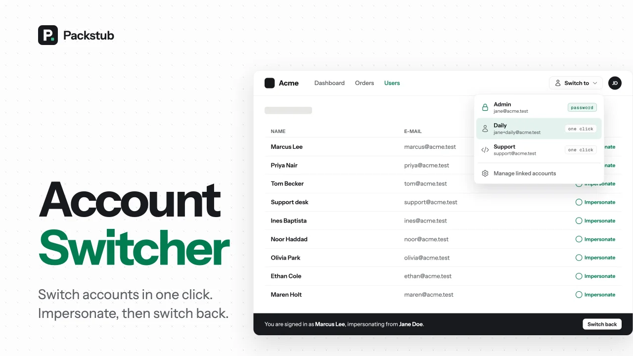 Account Switcher plugin screenshot