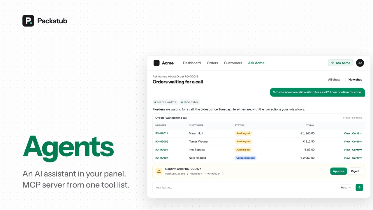 Packstub Agents plugin screenshot