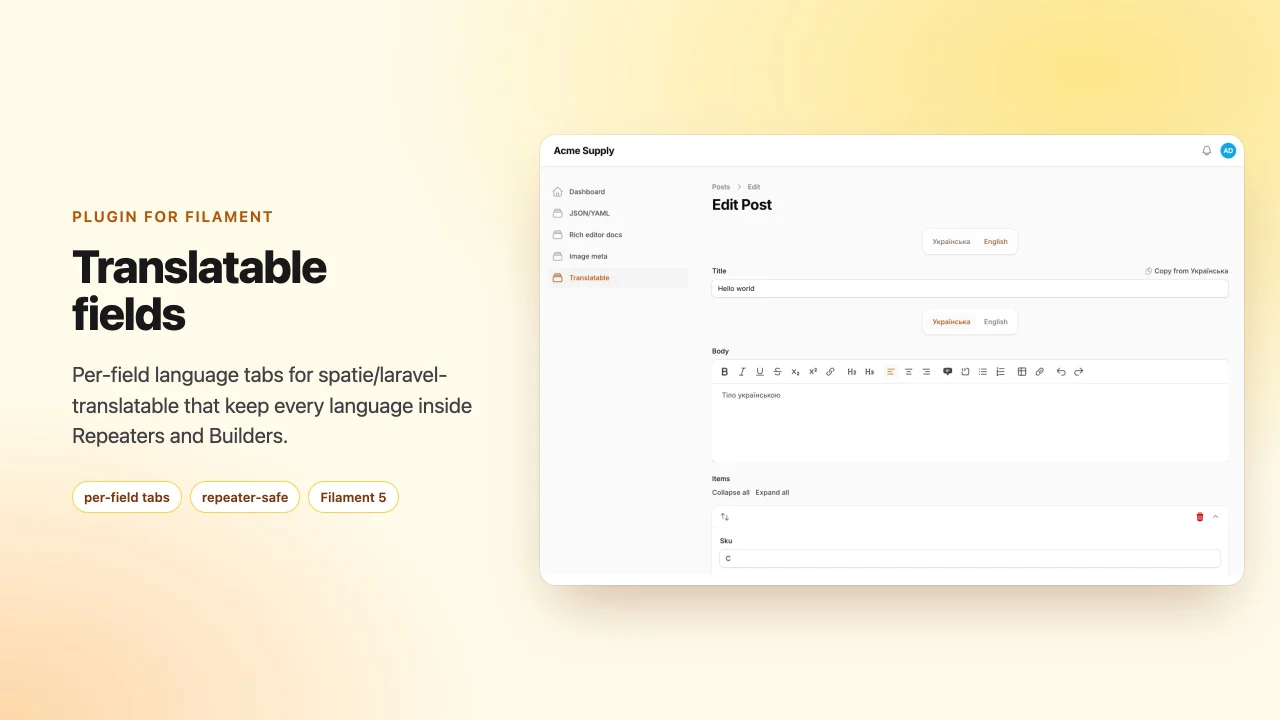 Translatable Fields plugin thumbnail