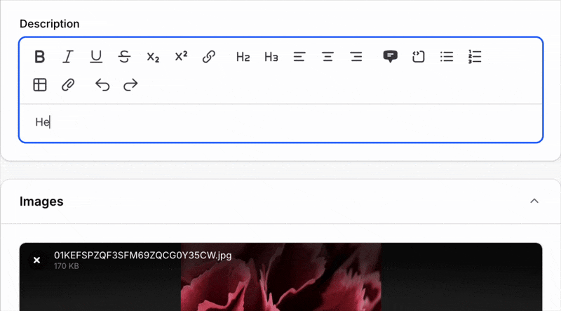 Rich Editor Mentions Screenshot