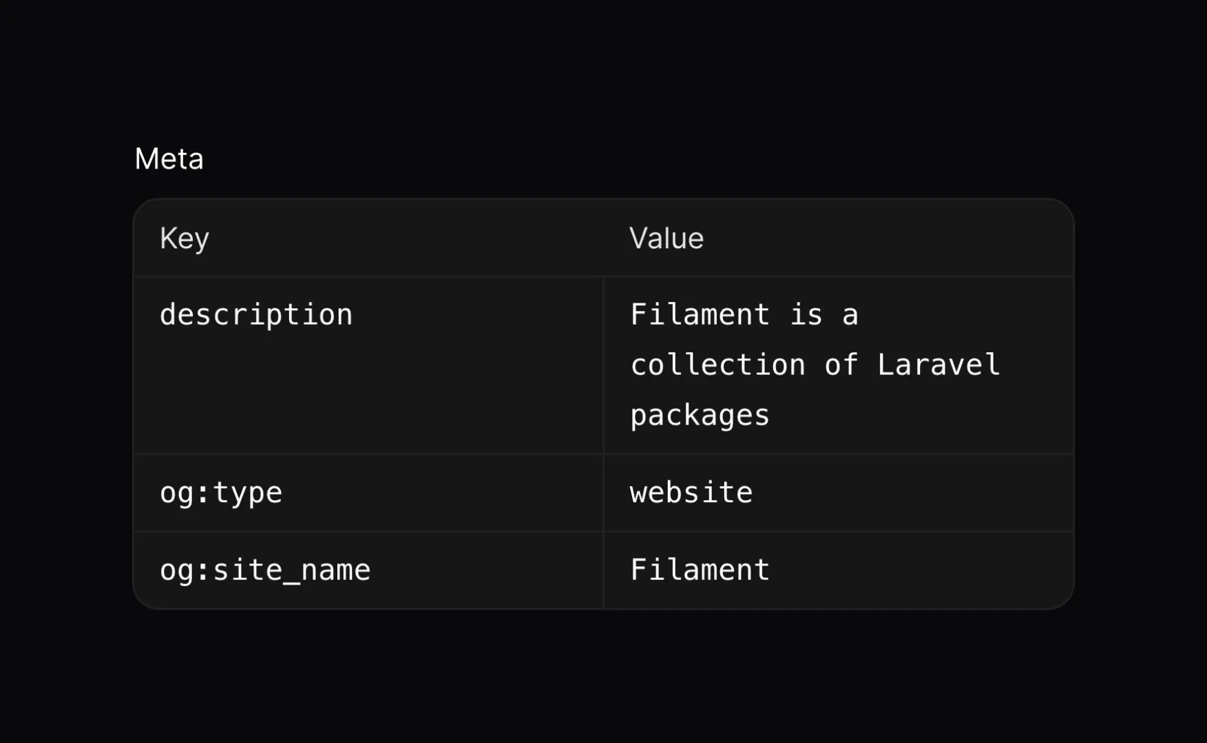 A screenshot of the two-column table rendered by the new KeyValueEntry component